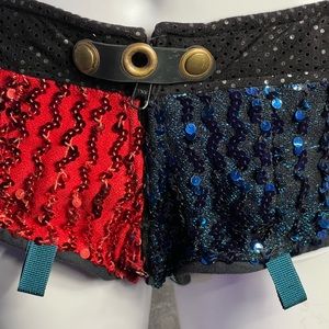 Harley Quinn Punk ASF Zip crotch Sequin Booty Shorts